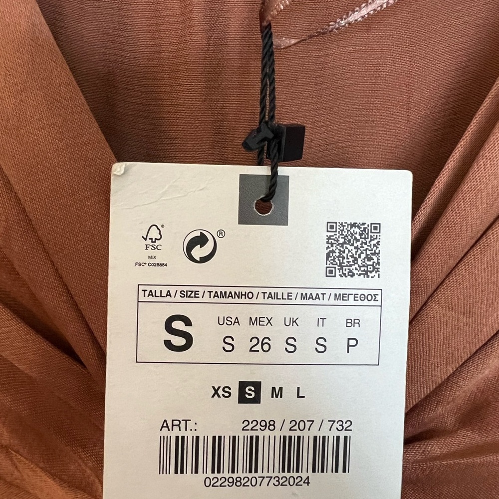 Zara Women's Burnt Orange Gathered Blouse Size Small - Picture 2 of 5